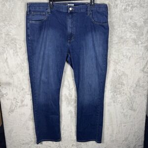 CARHARTT Men's 42x32‎ Relaxed Fit Straight Jeans Navy Blue Cotton BN08